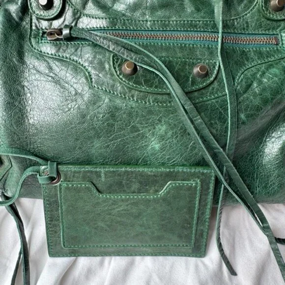 Auth F/W 2007 Balenciaga Pine Green Chevre Agneau City Shoulder Bag - Picture 14 of 16